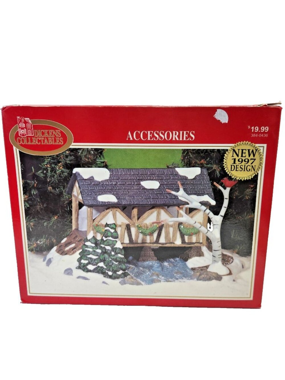 Dickens Collectables 1997 Snow Covered Bridge with Tree Christmas Village READ